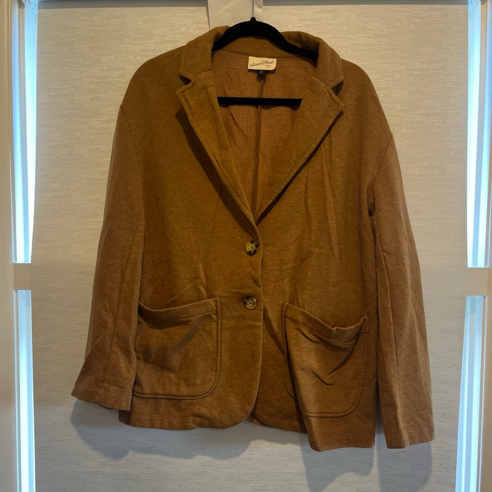 Universal Thread  Women’s Knit Sweatshirt Blazer 2 Button Gold Brown Heather M